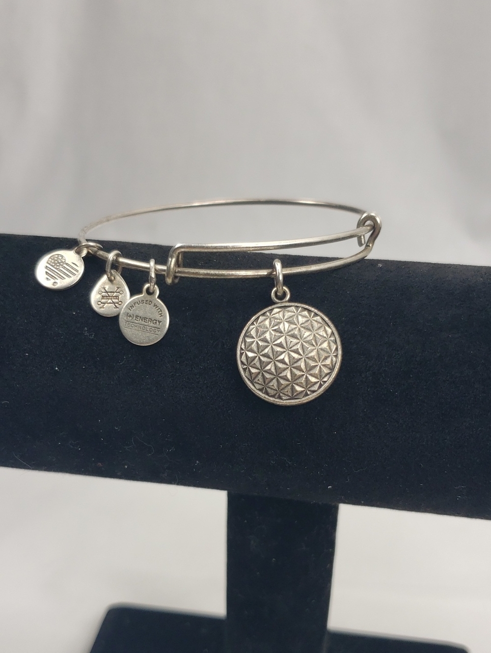 Alex & Ani Disney Epcot Ball Silver Tone Bangle Bracelet